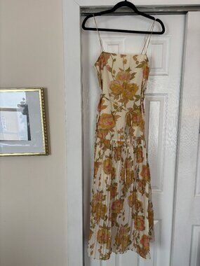 Rebecca Taylor Floral Pleated Midi Dress – Silk Blend – Size S